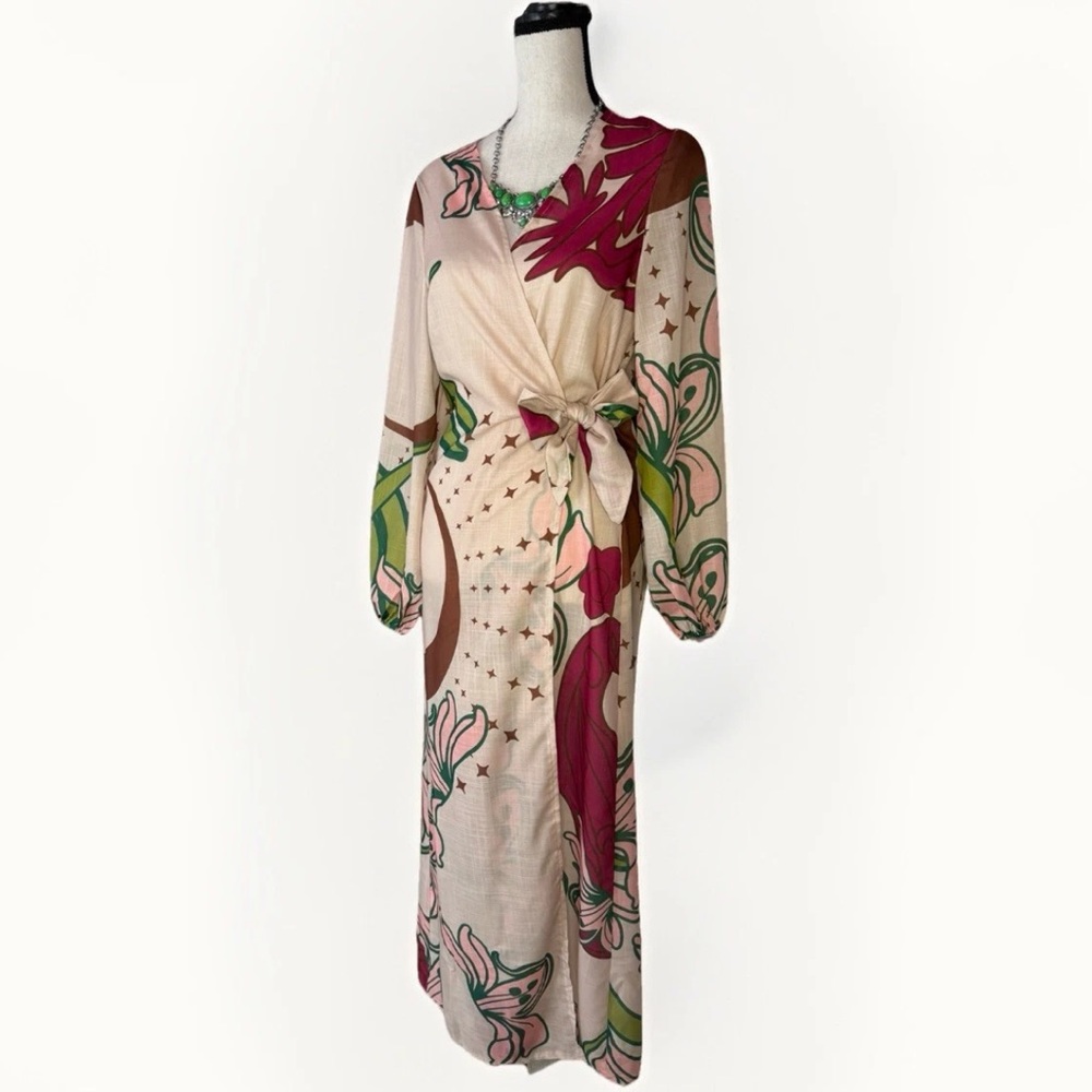New Boho Beach Cover-Up Maxi Wrap w Tie Front Lightweight